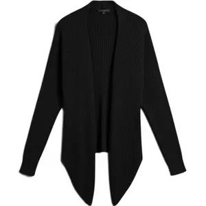 Autumn Cashmere Black 100% Cashmere Ribbed Draped Cardigan Size Large thumbnail 1
