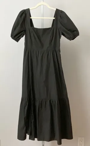 ASTR The‎ Label S Black Midi Dress Puff Sleeve Whimsigoth MinimalistParty thumbnail 1
