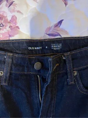 Old Navy Women's Straight Leg Jeans - Dark Indigo and Light Blue thumbnail 3