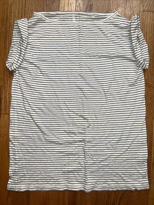 Lands End Canvas Cotton Striped Nautical Black and White Top sz small thumbnail 2