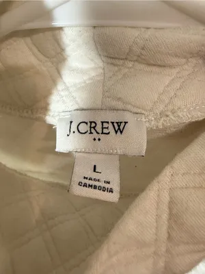 J. Crew Cream Quilted Turtleneck Pullover Large thumbnail 5