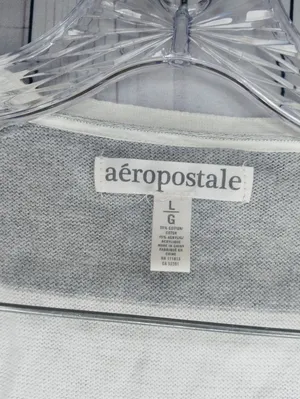 Aeropostale Gray & White Striped Open Casual Draped Preppy Cardigan Sweater thumbnail 2