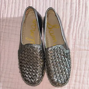 Sam Edelman Size 7 Metallic Silver Woven Slip-On Espadrilles thumbnail 4