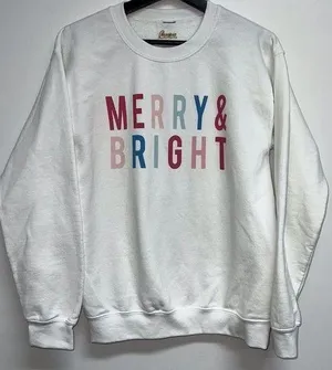 Gameday Couture Womens Christmas Holiday Sweatshirt Size S White Merry & Bright thumbnail 1