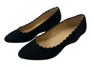 Talbots Black Suede Scalloped‎ Wedge Heel Pumps Shoes Women's Size 6.5 thumbnail 1