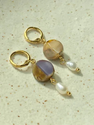 Handmade unique retro vintage fairy boho style dangle earrings w/ quality Czech glass beads💜 thumbnail 3