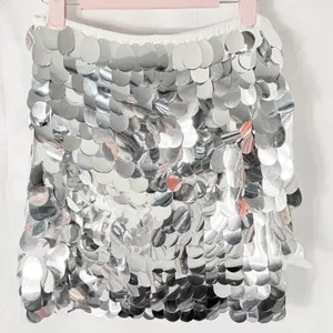 NWT Sparkly Silver Large Sequin‎ Mini Skirt thumbnail 5