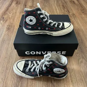 CONVERSE all Star Chuck Taylor hi top black kiss lip embroidered lace up shoes 7 thumbnail 2