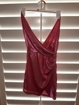 Missie Wrap Front Dress in Pink Metallic thumbnail 3