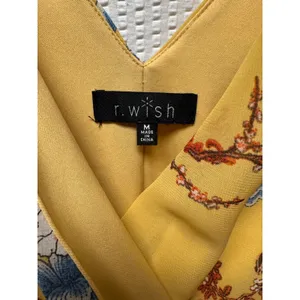 RWish Medium Yellow Floral Wrap Dress V Neck Flowey Maxi Chiffon‎ thumbnail 6