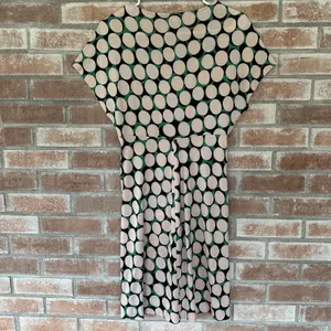 Diane Von Furstenberg DVF Natalie Shift V Neck Dress 100% Silk Green Pink Size 4 thumbnail 6