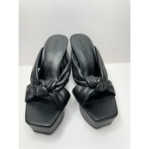 Open Edit Platform Sandals Size 8.5 Black‎ Square Open Toe Knotted Heels thumbnail 3