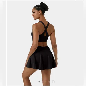 NWT Halara Softlyzero Airy Backless‎ Crisscross Cut Out Dress Black Sz XL thumbnail 2
