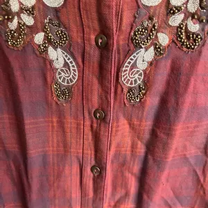 NWOT Free People Embroidered Plaid Tunic Shirt Boho Medium thumbnail 9