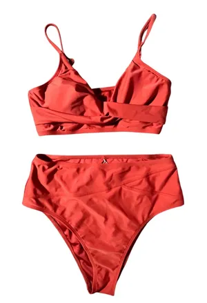 Cupshe Bikini Set Womens‎ Large Rust Twist Front High Waisted Two Piece Swimsuit thumbnail 1