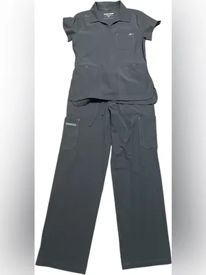 Women's Straight-Leg Scrub Pants in Charcoal Gray - Modern Professional thumbnail 3