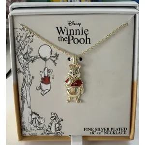 Disney Winnie the Pooh Gold Plated Necklace Red‎ Crystal Balloon Pendant NIB thumbnail 1