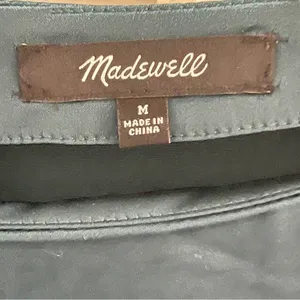 NWOT MADEWELL Long Bell Sleeve Satin Shift Dress in‎ Smoky Spruce, Medium thumbnail 11