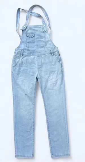Free People Light Blue Denim Overalls Straight Leg Classic Retro Size 27 thumbnail 1