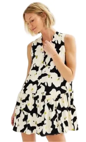 Nine West Floral Tiered Sleeveless Dress - White & Black thumbnail 1
