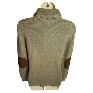 LRL Ralph Lauren Women Petite P Brown Cotton Knit Cardigan Suede Elbow Patches thumbnail 5