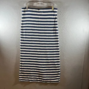 1292 |‎ Free People FP Beach Striped Terry Cloth Crop Top Midi Skirt Set Navy L thumbnail 8