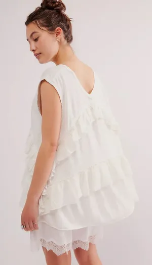 Free People Claire Tee in Ivory thumbnail 1