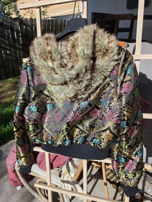 NEW REVERSIBLE Brocade Bomber Jacket Juniors XL/womens M Black Size M thumbnail 9