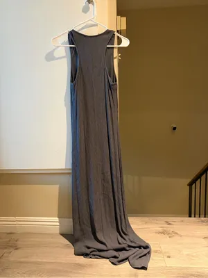 Solitaire Gray Maxi Dress with Rust Embroidered Panel, size XS thumbnail 5