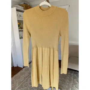 Free People Metallic Ribbed Knit Dress‎ Long Sleeve Gold Quiet Luxury M Parisian thumbnail 2