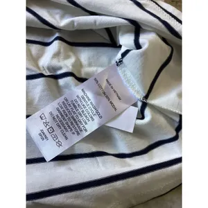 Quince NWOT Cotton Modal V-Neck Tee Ivory Black Stripe Short Sleeve Top L thumbnail 5