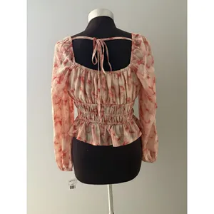 Dizzy Lizzy Blouse M Red Pink Smocked Milkmaid Peasant Boho Festival Hippie New thumbnail 4