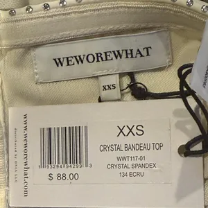 NWT Weworewhat Sleeveless Crystal Bandeau Crop Top Studded Rhinestones XXS White thumbnail 9