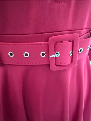 ChicMe Burgundy Belted Midi Dress with Front Zip Detail thumbnail 9