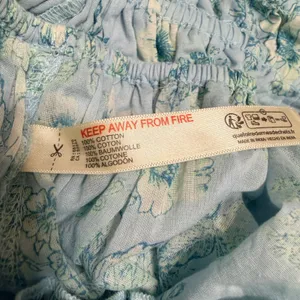 Intimately Free People Blue Floral Smocked Wide Leg Gauze Pants Medium thumbnail 8