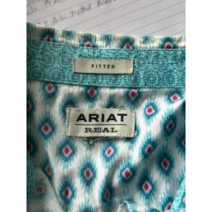 Ariat Kirby stretch long sleeve button up shirt Large teal pink country cowgirl thumbnail 4