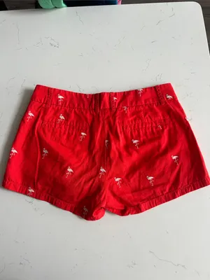 J. Crew Flamingo Embroidered Red Women's Shorts thumbnail 3