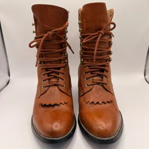 Ariat Heritage Lacer Womens Cognac Brown Leather Western Lace Up Boots Kiltie 7B thumbnail 7