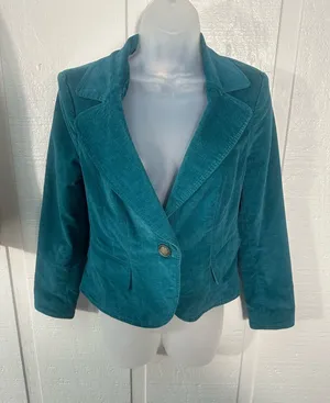 Caslon Women’s Teal Single Button Blazer Size Small Petite EUC thumbnail 1