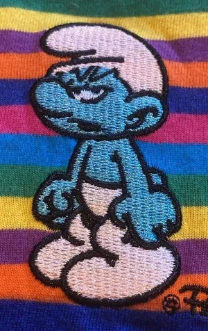 Smurfs Cotton Rainbow Stripe Short Sleeve T-Shirt Size Medium thumbnail 1