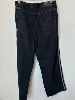 Adidas 32x32 Black Denim Jeans with Gray Side Stripes Wide Leg thumbnail 7