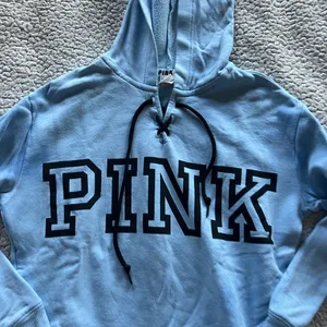 PINK Victoria's Secret Light Blue Hoodie Sweater thumbnail 2
