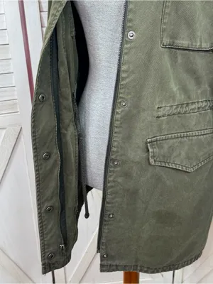 Levi’s Denim Military Utility Anorak Jacket Olive Green Small Full Zip Cotton thumbnail 6