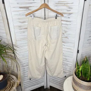 URBAN OUTFITTERS 90s Y2K Wide Leg Corduroy Pants Cream Size Large thumbnail 3