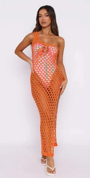 White Fox crochet maxi dress cover up thumbnail 1