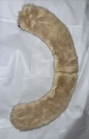 VINTAGE Cream Beige MINK FUR COLLAR Tan‎ SATIN Lining thumbnail 1