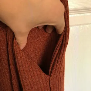 Rust Orange Ribbed Cropped Sweatshirt and Jogger Set Size M Size M thumbnail 5