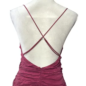 For Love & Lemons Allie Ruched Cowl Neck Draped Mini Dress Magenta Pink M NWT thumbnail 7