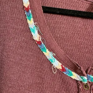 Free People Rainbow Thermal Wine Maroon Long Sleeve Boho Small thumbnail 4