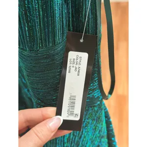 NEW NWT Betsy & Adam Mila Long Halter Metallic Green Dress size 0 thumbnail 6